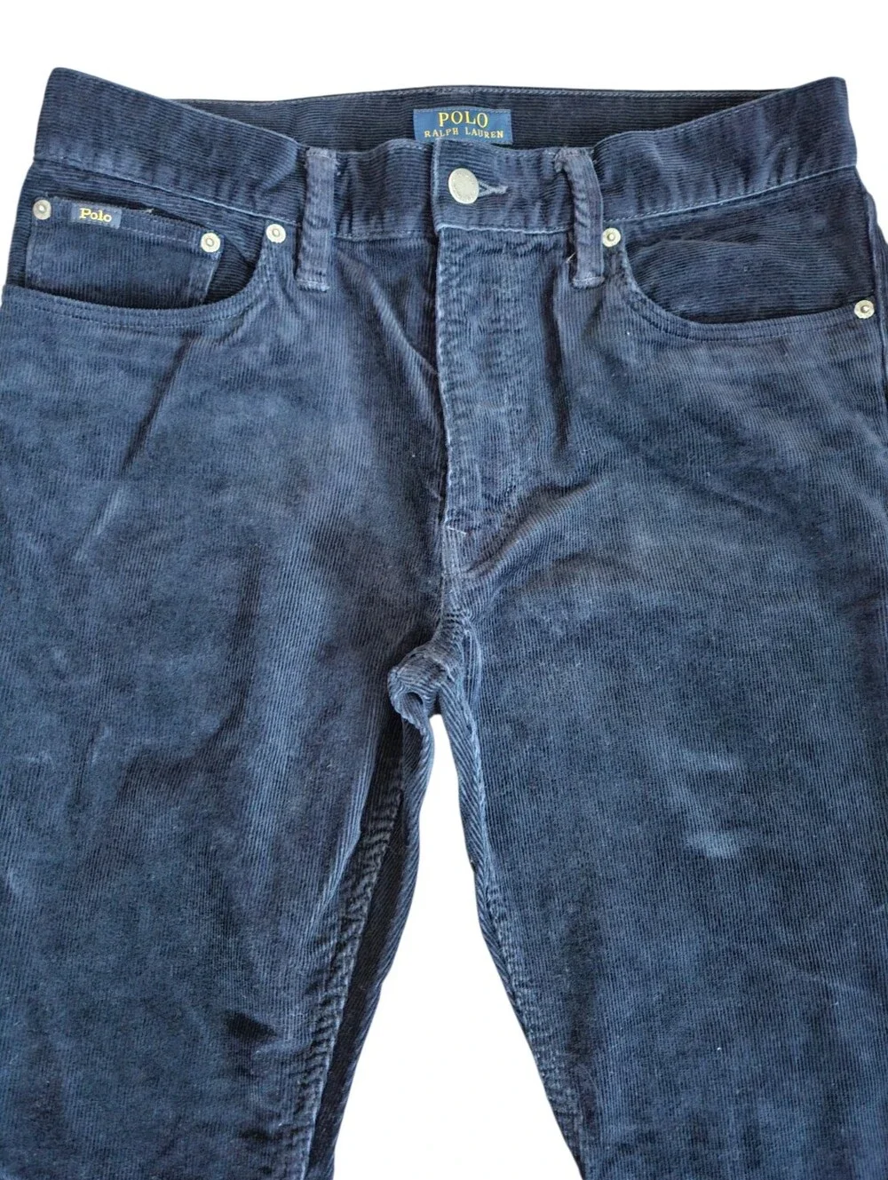 Men's Polo Ralph Lauren Varick Slim Straight Blue Corduroy Pants 32x26.5 Fall